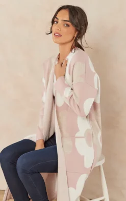 Coupon ???? Jenerique Floral Print Longline Cardigan In Pink/Beige ✨ -Aftershock London Shop unnamed file 827