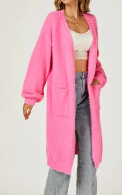 Wholesale ???? FS Collection Relaxed Cozy Soft Cardigan In Fuchsia Pink ????
