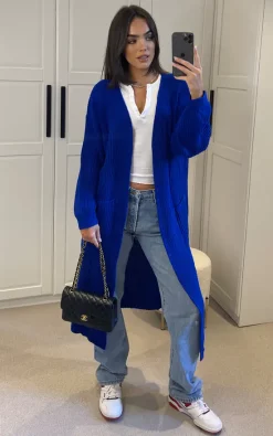 Coupon ⭐ Aftershock London Knitted Longline Cardigan With Pockets In Royal Blue ✔️ -Aftershock London Shop unnamed file 850