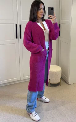 Best Sale ???? Aftershock London Knitted Longline Cardigan With Pockets In Purple ???? -Aftershock London Shop unnamed file 854