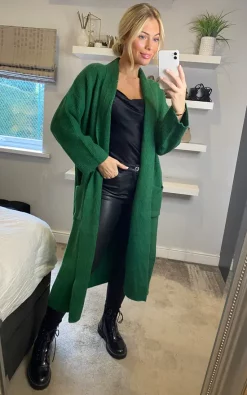 Hot Sale ✨ Yumi Knitted Maxi Cardigan With Pockets In Green ???? -Aftershock London Shop unnamed file 858