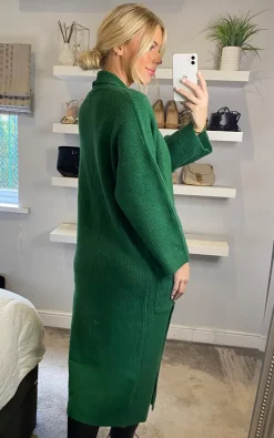 Hot Sale ✨ Yumi Knitted Maxi Cardigan With Pockets In Green ???? -Aftershock London Shop unnamed file 859