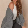 Best Sale ???? Gini London Dark Grey Long Knitted Cardigan ????