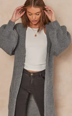 Best Sale ???? Gini London Dark Grey Long Knitted Cardigan ???? -Aftershock London Shop unnamed file 866