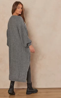Best Sale ???? Gini London Dark Grey Long Knitted Cardigan ???? -Aftershock London Shop unnamed file 867