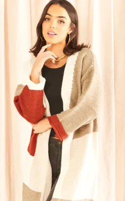 Best Sale ???? Jenerique Multicolour Longline Knitted Cardigan In Terracotta ????