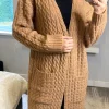 Cheapest ✔️ CY Boutique Cable Knit Design Wool Blended Long Oversized Cardigan In Beige ????