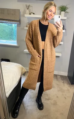 Cheapest ✔️ CY Boutique Cable Knit Design Wool Blended Long Oversized Cardigan In Beige ???? -Aftershock London Shop unnamed file 889