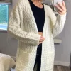 Cheap ???? CY Boutique Cable Knit Design Wool Blended Long Oversized Cardigan In White ????