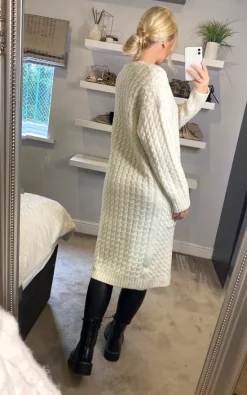 Cheap ???? CY Boutique Cable Knit Design Wool Blended Long Oversized Cardigan In White ???? -Aftershock London Shop unnamed file 895