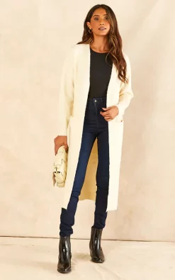 Discount ???? Pieces Long Sleeve Longline Cardigan In Whitecap Grey ????