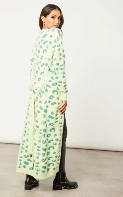 Promo ???? Liquorish Fluffy Longline Cardigan In Green Animal Print ???? -Aftershock London Shop unnamed file 911