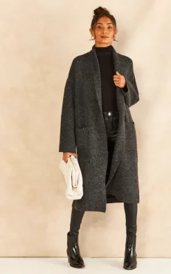 Best deal ???? VM Long Sleeve Knitted ???? Coatigan In Dark Grey ????
