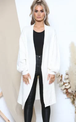 Budget ???? Lucy Sparks White Cable Knit Relaxed Cardigan ????