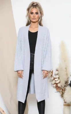 Cheap ✨ Lucy Sparks Grey Cable Knit Relaxed Cardigan ????