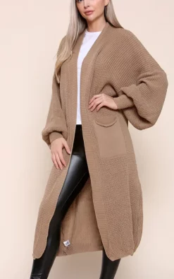 Top 10 ???? GIGILAND UK Tan Bell Sleeve Oversized Longline Cardigan ????