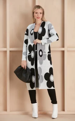 Best deal ???? Jenerique Floral Print Longline Cardigan In Black/White ????