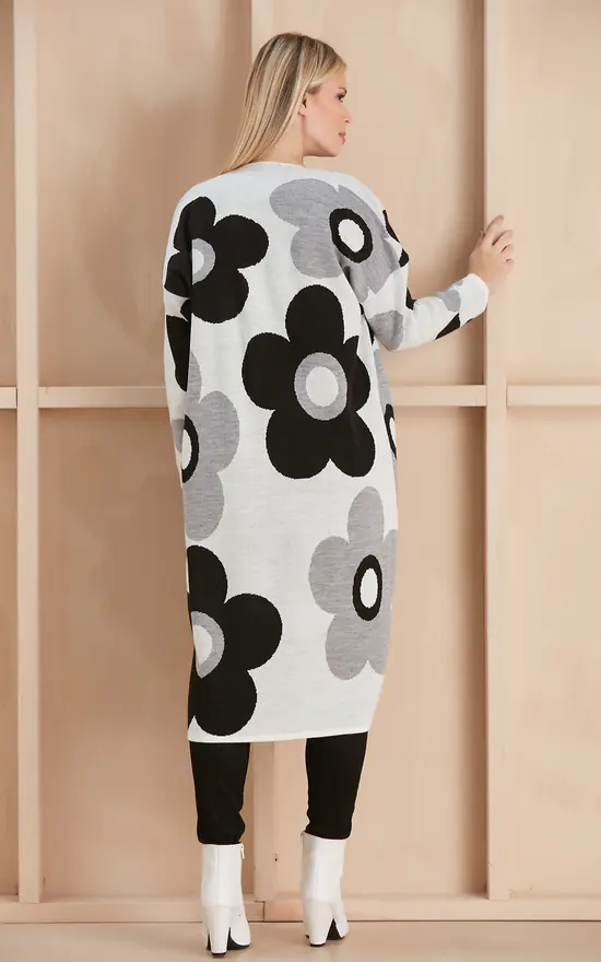 Best deal ???? Jenerique Floral Print Longline Cardigan In Black/White ???? 4 Best deal ???? Jenerique Floral Print Longline Cardigan In Black/White ???? - Image 4