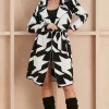 Discount ⭐ Jenerique Longline Cardigan With Belt In Black/White Goose Foot Print ????