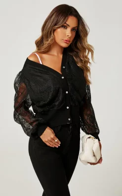 Discount ???? FS Collection Floral Lace Knit Cardigan In Black ❤️ -Aftershock London Shop unnamed file 96