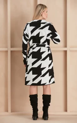 Discount ⭐ Jenerique Longline Cardigan With Belt In Black/White Goose Foot Print ???? -Aftershock London Shop unnamed file 961