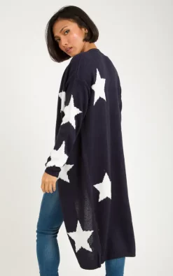 Promo ⭐ KRISP Star Pattern Navy Longline Open Cardigan ???? -Aftershock London Shop unnamed file 980